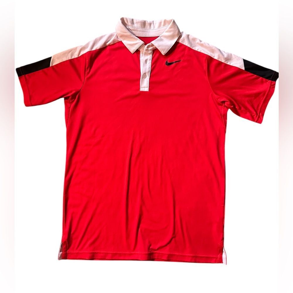 Nike Golf Women's Dri-Fit Polo Shirt Top Red White Black. Size Large